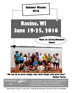 Racine bWIb June 19-25 2016 - Catholic Community of Waukesha - catholic4waukesha