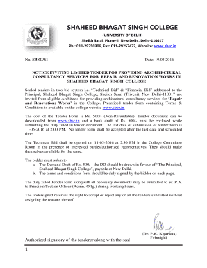 Limited tender enquiry for appointment of architect for repair and ... - sbsc