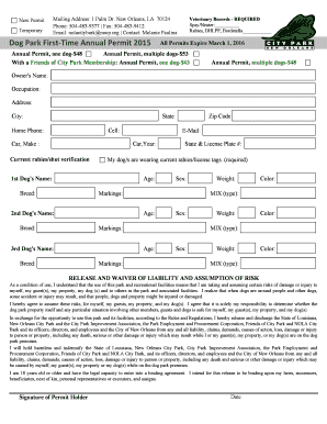 Dog Park First-Time Annual Permit