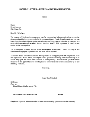 Sample letterbreprimandb from principal - mccpta