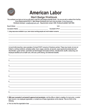 Fillable Online t32 American Labor Merit Badge Workbook This workbook ...