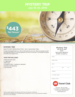 Fillable Online MYSTERY TRIP Fax Email Print - pdfFiller