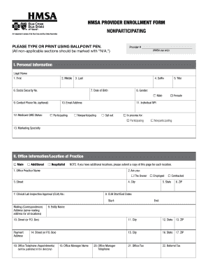 HMSA Provider Enrollment Form - Non-participating - HMSA.com