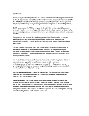 US Department of Labor Provider Enrollment Form