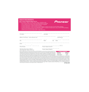 Pioneer Rebate Form