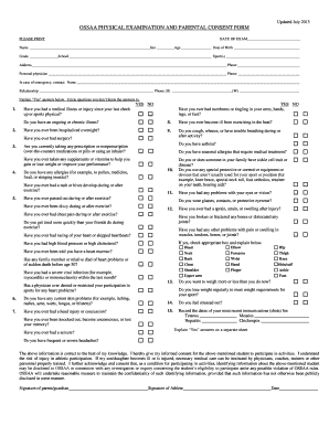 OSSAA Physical Examination and Parental Consent Form