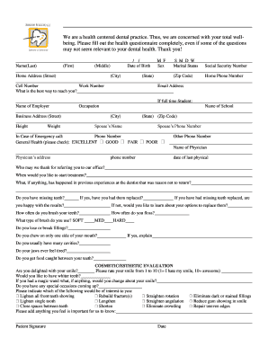 Dental Health Questionnaire