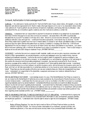Dental Consent Authorization Form
