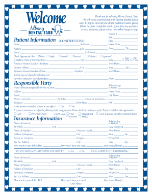 Albany Dental Care Patient Information Form