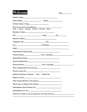 Patient Registration and Medical History Form