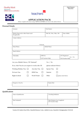 Teachers UK Application Form