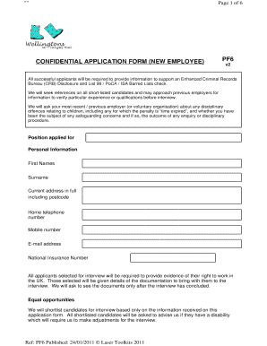 Confidential application form (new employee) pf6 - Eteach