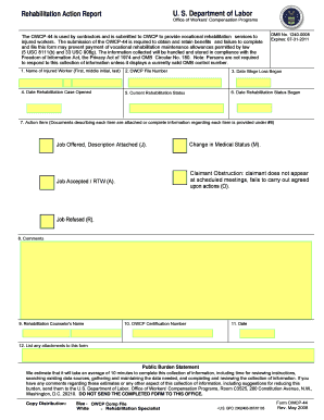 OWCP-44 Rehabilitation Action Report