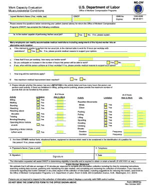 Work Capacity Evaluation Form OWCP-5c