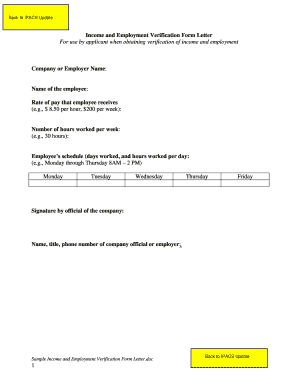 Employment letter sample pdf - 1 Income and Employment Verification Form ... - cysmis.files.cysc...