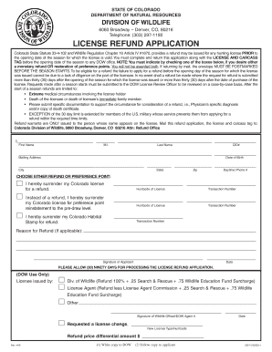 Colorado License Refund Application