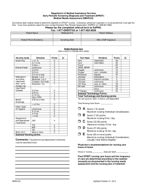 Virginia EPSDT Medical Needs Assessment Form