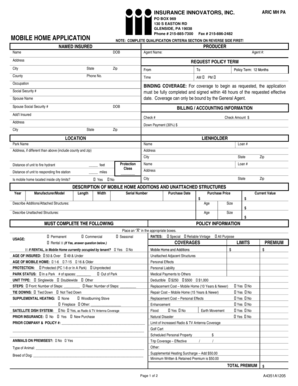 Mobile Home Insurance Application