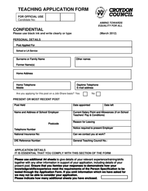 Teaching Application Form