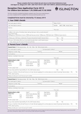 Reception Class Application Form 2001133