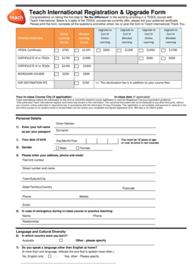 Teach International Registration & Upgrade Form