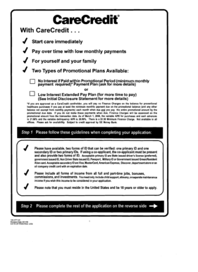 CareCredit Application and Initial Cardholder Disclosure