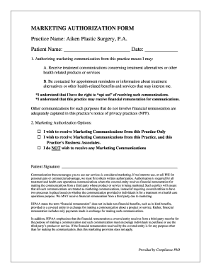 Marketing Authorization Form