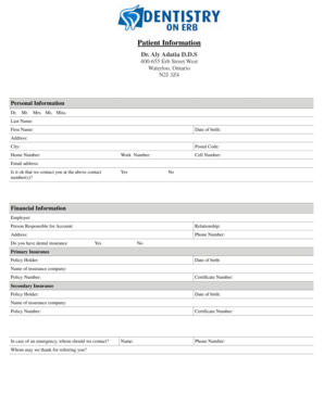 Patient Consent Form for Dental Care