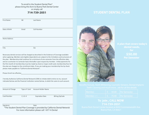 Student Dental Plan Enrollment Form