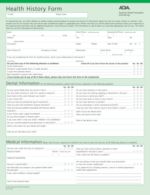 Health History Form