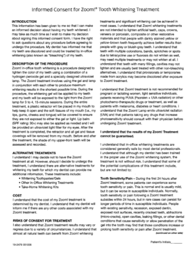 Informed Consent for Zoom! Tooth Whitening Treatment