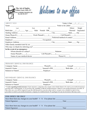 Dental Patient Intake Form