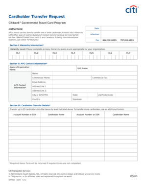 Cardholder Transfer Request Form