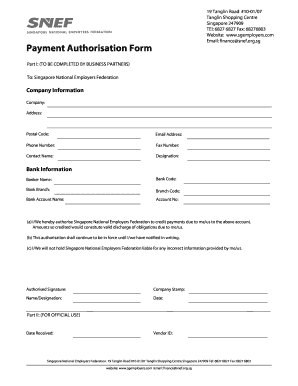 Payment Authorisation Form