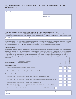 Blue Form of Proxy for Extraordinary General Meeting