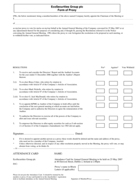 EcoSecurities Group plc Proxy Form