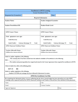 APEX Learning Course Enrollment Form