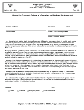 Consent for Treatment and Medicaid Reimbursement