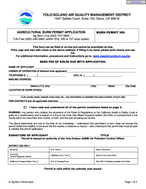 Agricultural Burn Permit Application