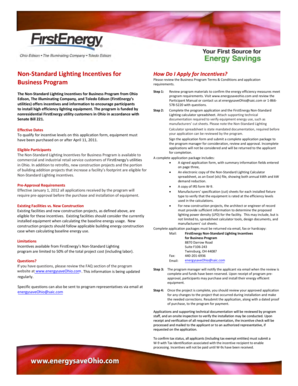 Non-Standard Lighting Incentives for Business Program