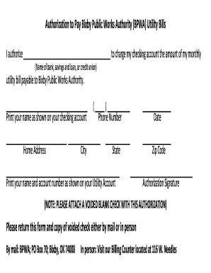 Authorization to Pay Utility Bills