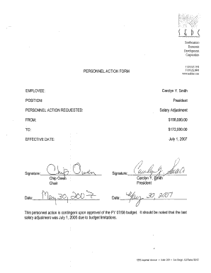 Pay rate change form - SEDC salary change form for Carolyn Smith