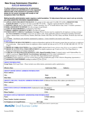 Group Insurance Submission Checklist