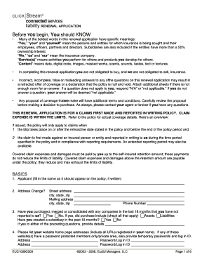 Claims First Made and Reported Insurance Renewal Application