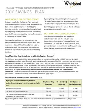 HSA and Payroll Deduction Enrollment Form