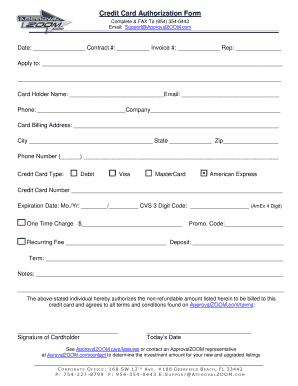 Credit Card Authorization Form