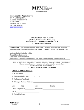 Professional Liability Insurance Application