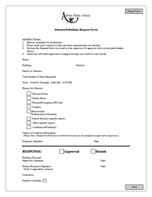 Absence Substitute Request Form