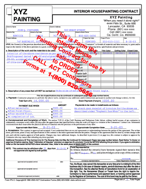 California Interior Housepainting Contract