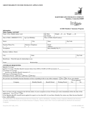 Group Disability Income Insurance Application